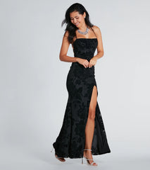 Norma Formal Velvet Floral Lace-Up Mermaid Dress