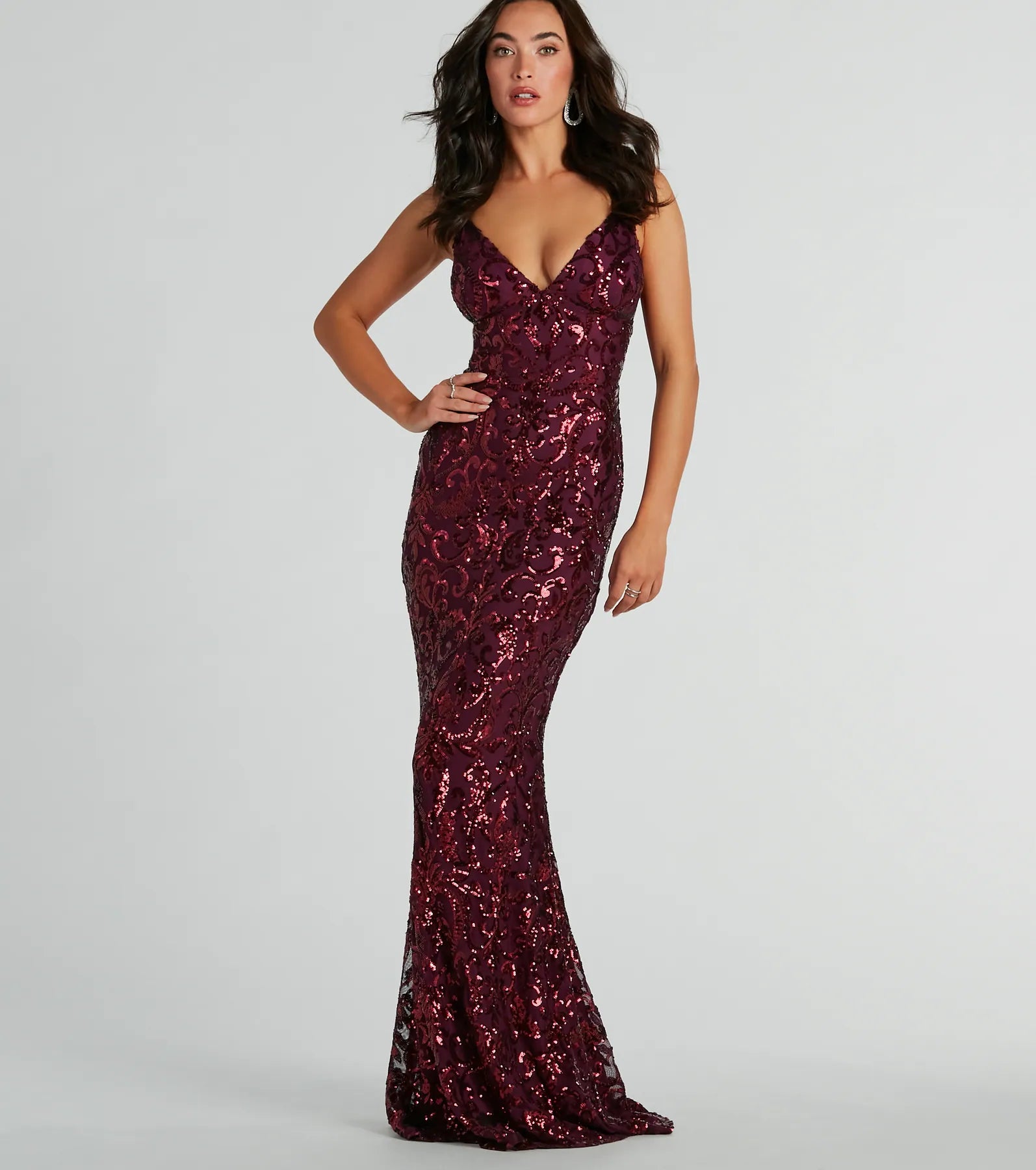 Bethanie Formal Sequin V-Neck Mermaid Dress