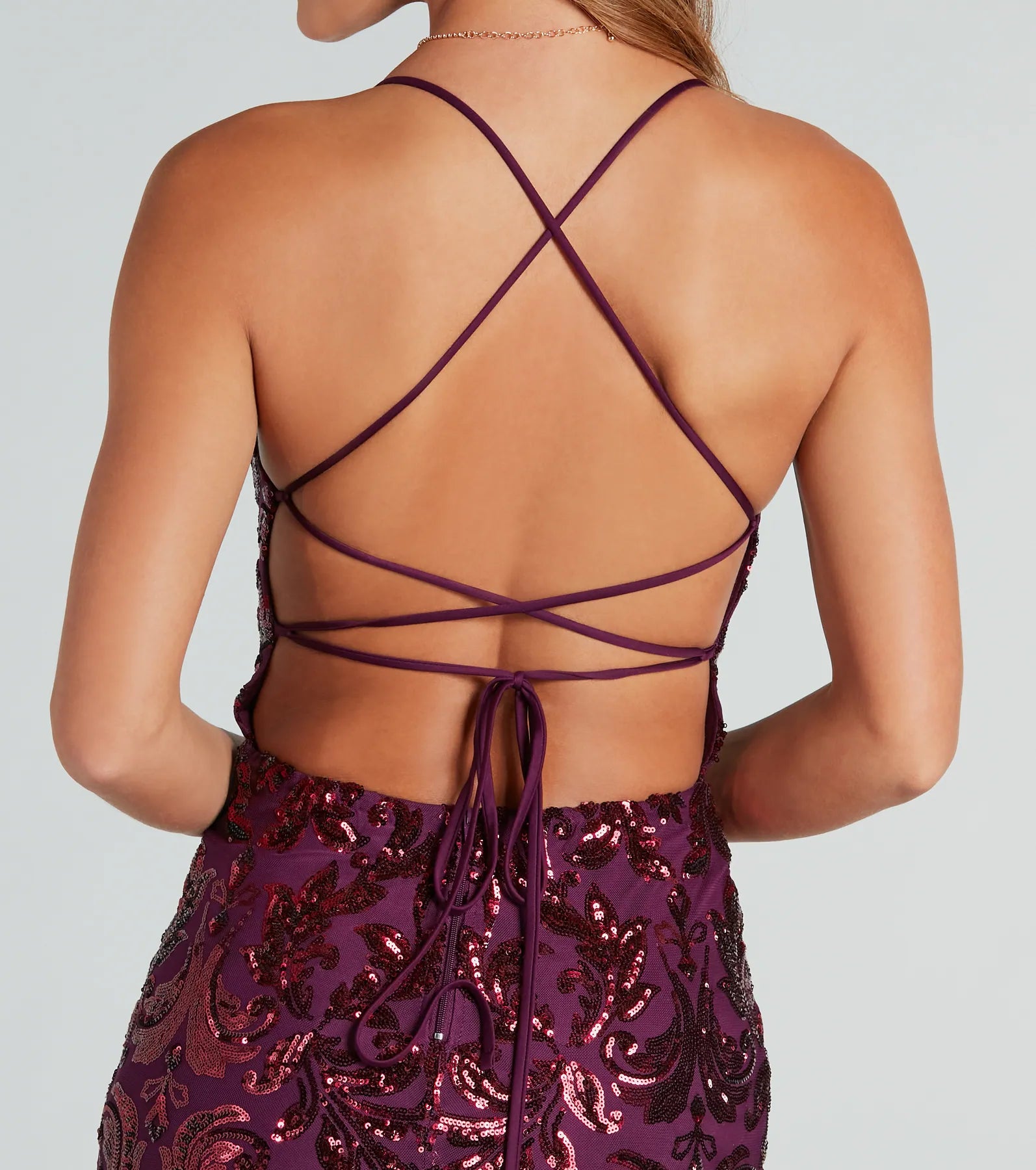 Taisia Formal Sequin Scroll Dress