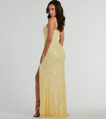 Kimber High Slit Floral Sequin Mermaid Dress