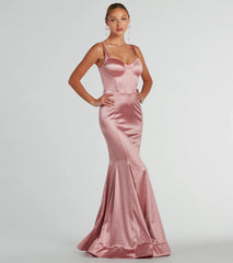 Ria Bustier Mermaid Glitter Satin Formal Dress
