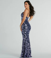 Evelyn V-Neck Mermaid Sequin Formal Dress