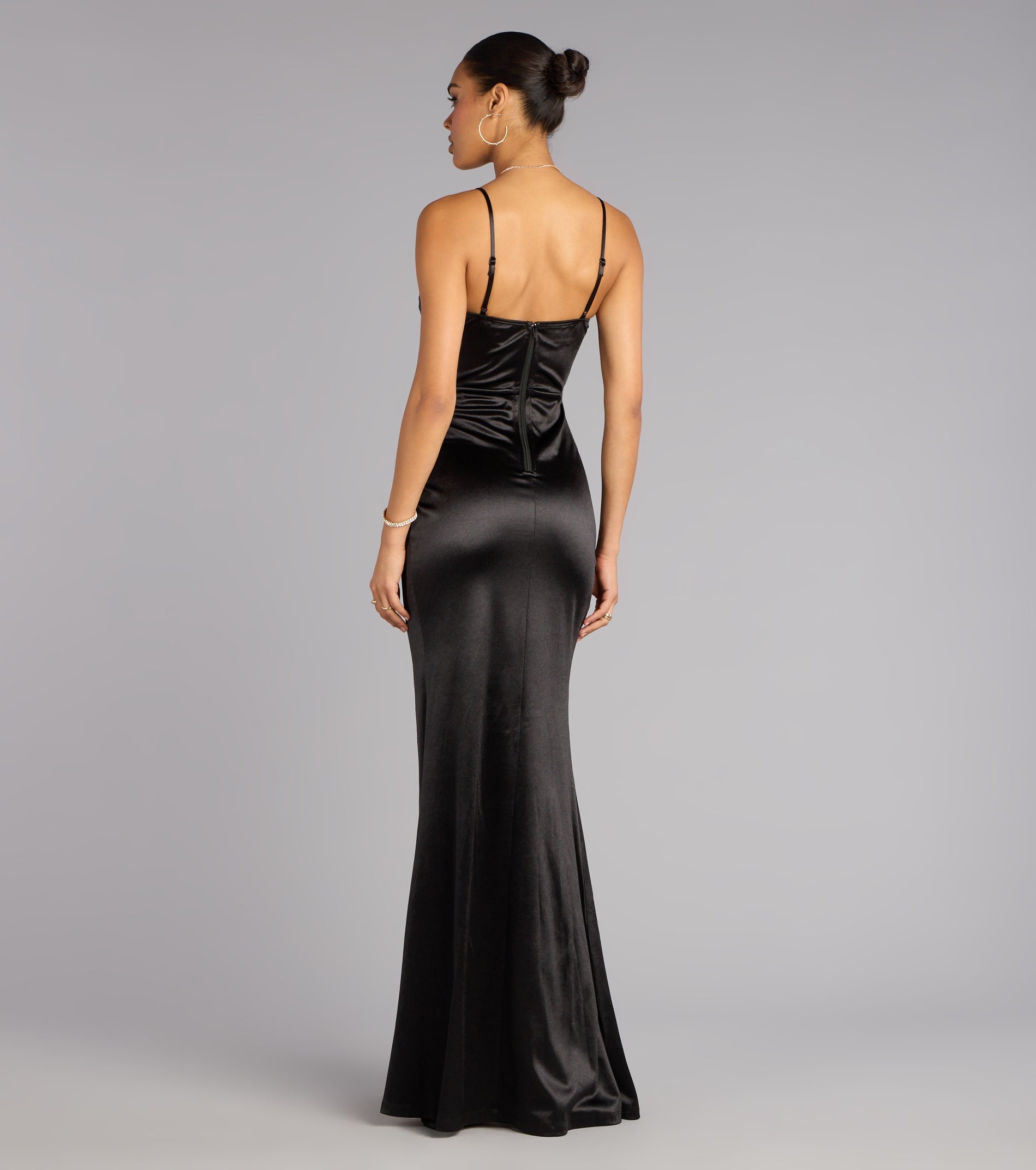 Stacie Satin Corset Wrap Formal Dress