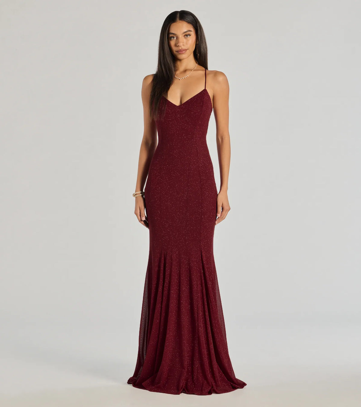 Sam Strappy Open Back Glitter Mermaid Dress