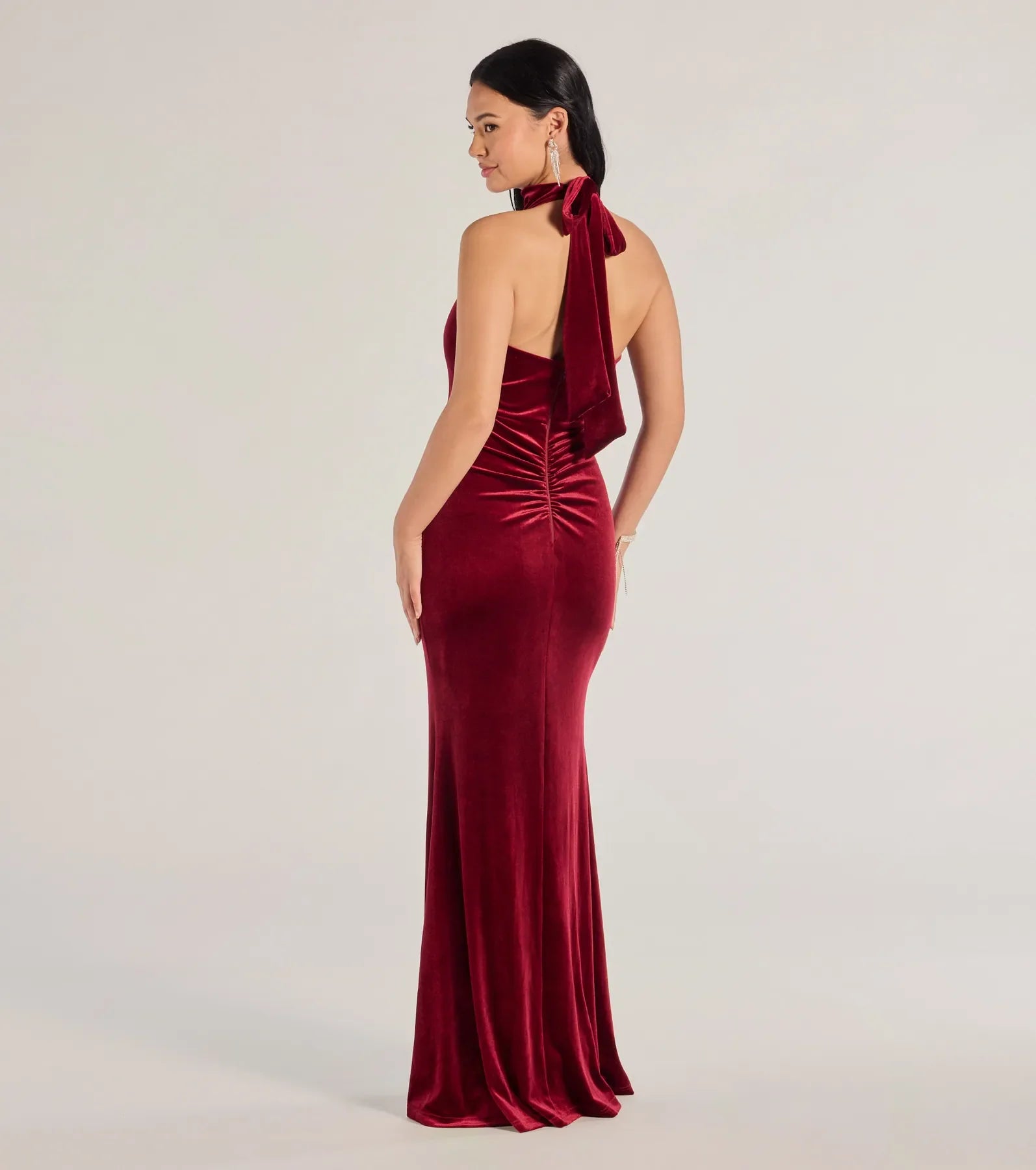 Nara Long Velvet Halter Mermaid Dress