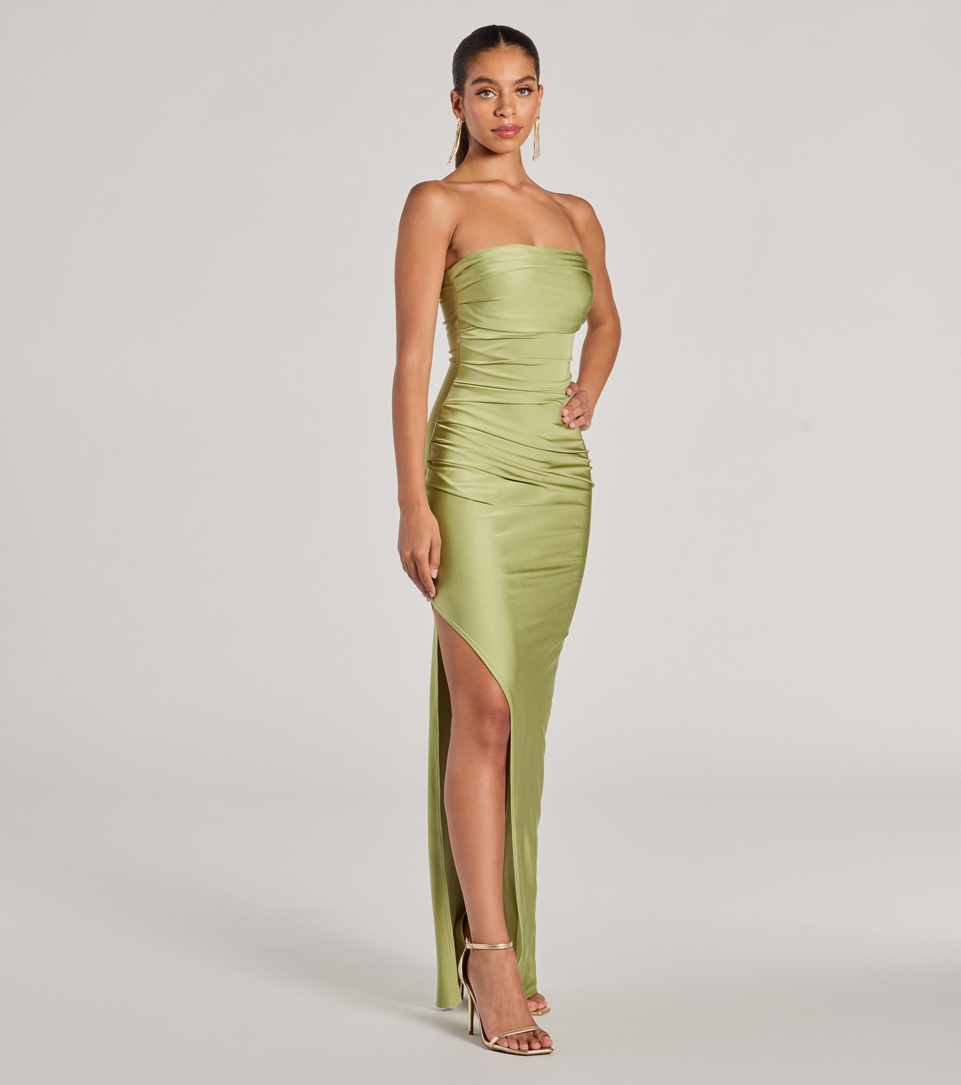 Anisley Strapless High Slit Column Formal Dress