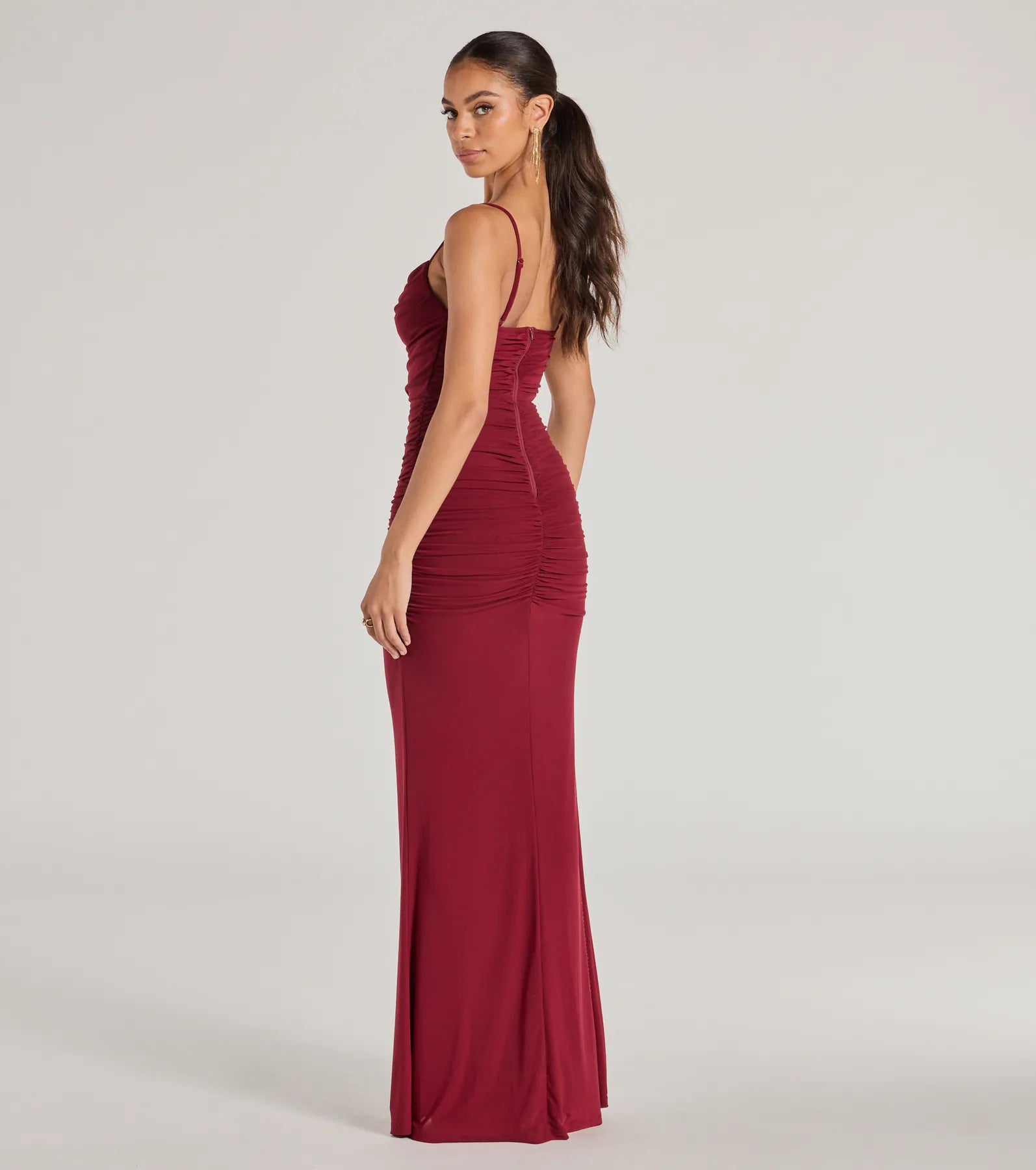 Julane Cowl Neck Ruched Column Dress