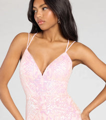 Sylvia Lace-Up Mermaid Tulle Ruffle Sequin Dress