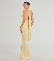 Erika Halter Satin Column Formal Dress