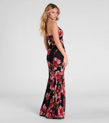 Malia Halter Mermaid Floral Mesh Formal Dress