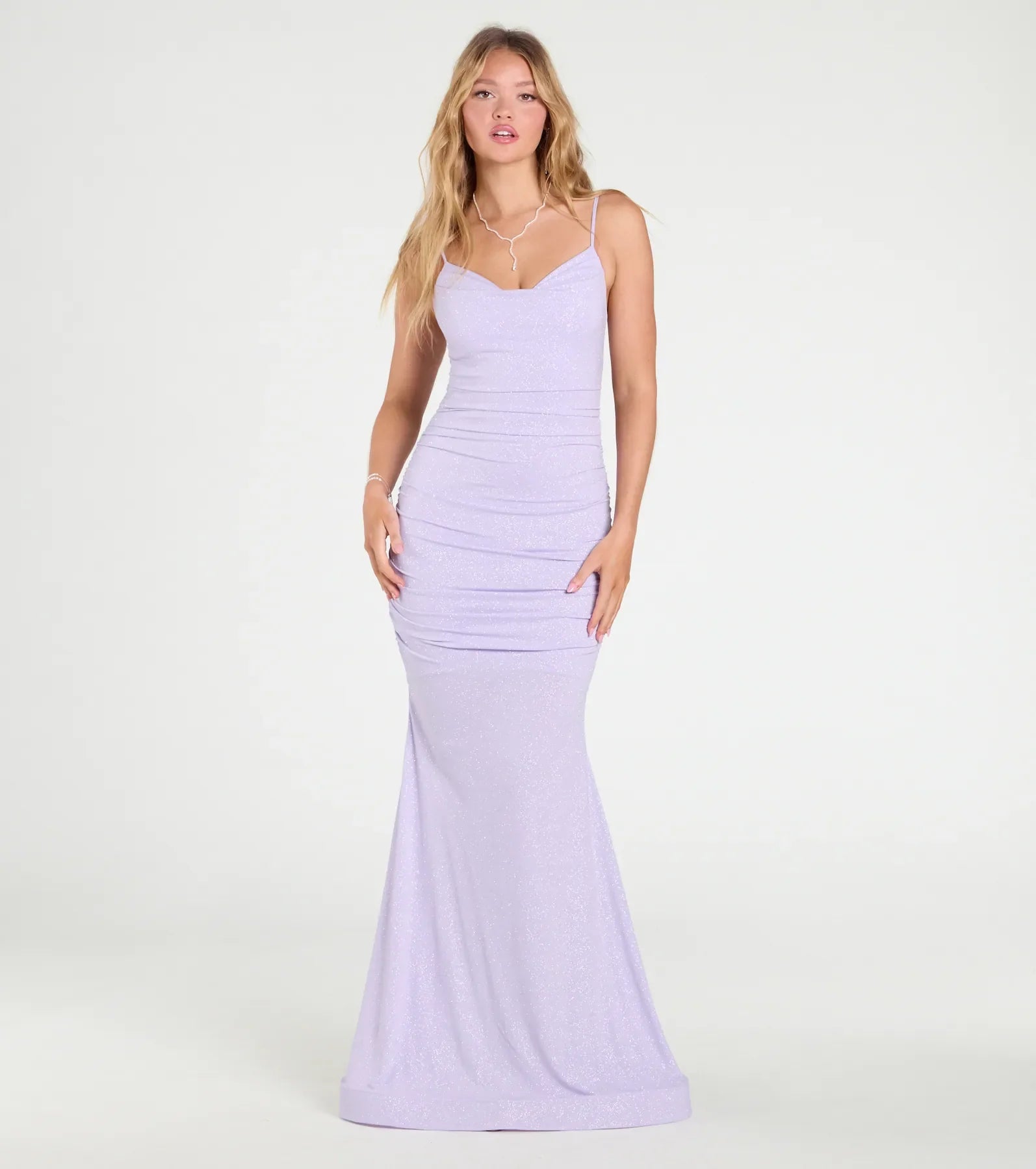 Klarissa Cowl Neck Mermaid Glitter Formal Dress