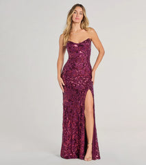 Chandler Strapless Lace-Up Sequin Formal Dress