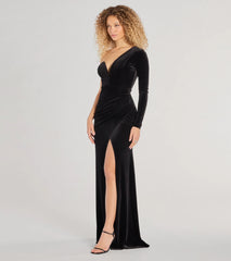Sasha One-Shoulder Mermaid Velvet Formal Dress