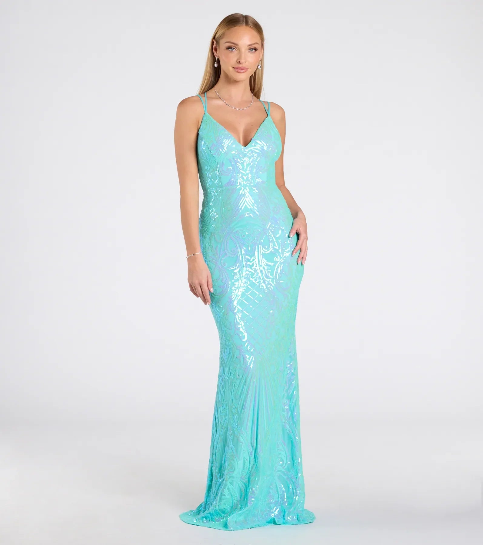 Liana Formal Sequin Scroll Mermaid Dress