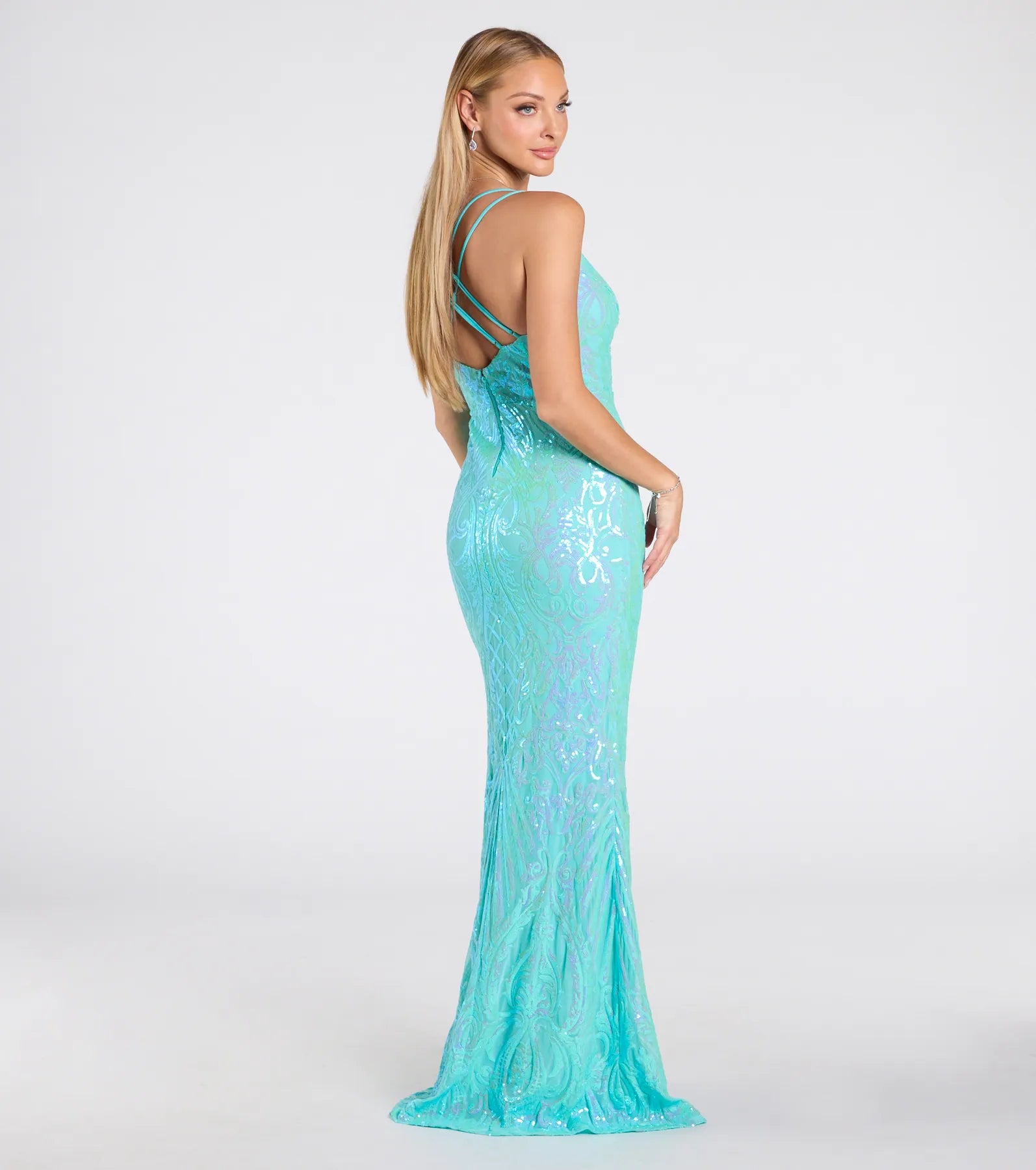 Liana Formal Sequin Scroll Mermaid Dress