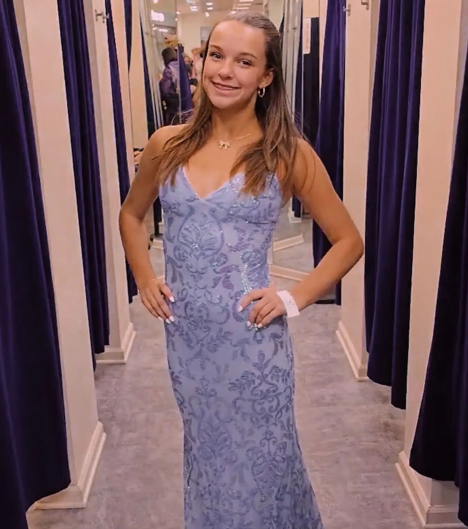 Jessica Lace-Up Mermaid Sequin Formal Dress