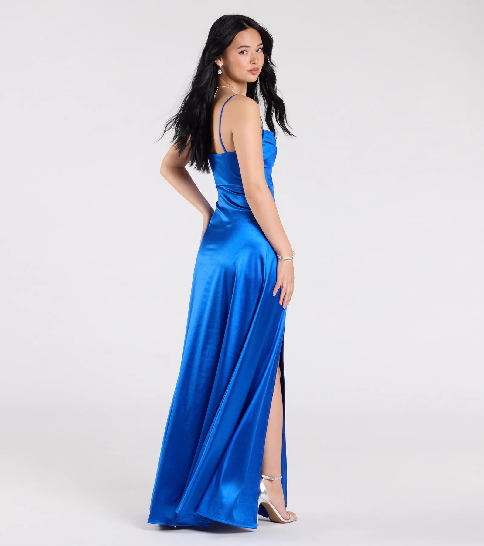 Marissa Formal Satin Cowl Neck Dress