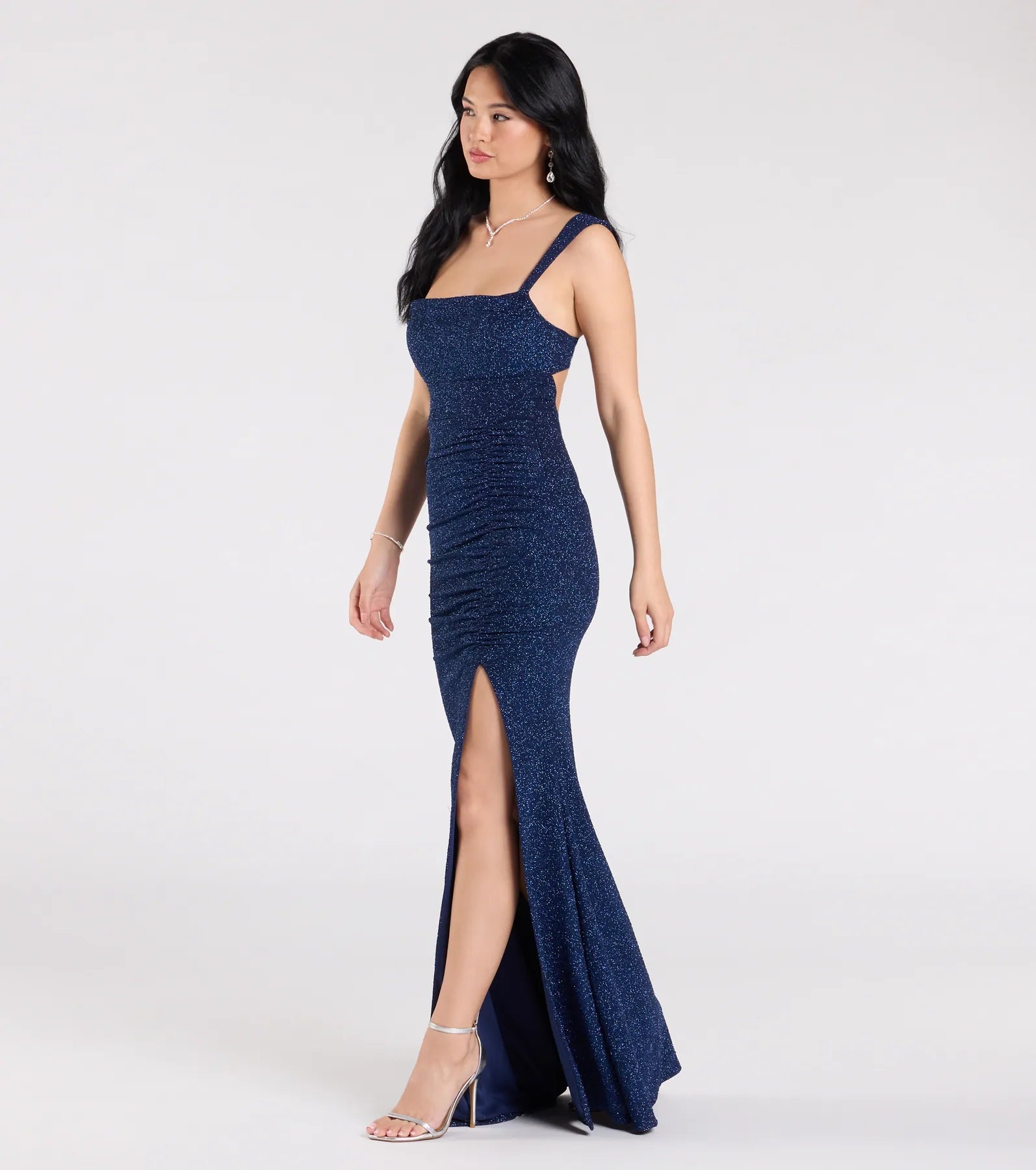 Drew Open Back Glitter Mermaid Dress