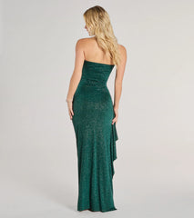 Vivienne Strapless Slit Glitter Formal Column Dress