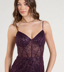 Amanza Corset Slit Mermaid Tulle Formal Dress