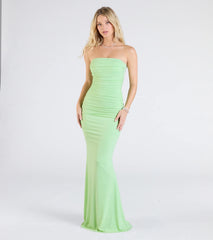 Mischka Strapless Mermaid Glitter Formal Dress