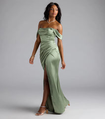 Lova Off-The-Shoulder Corset Satin Formal Dress