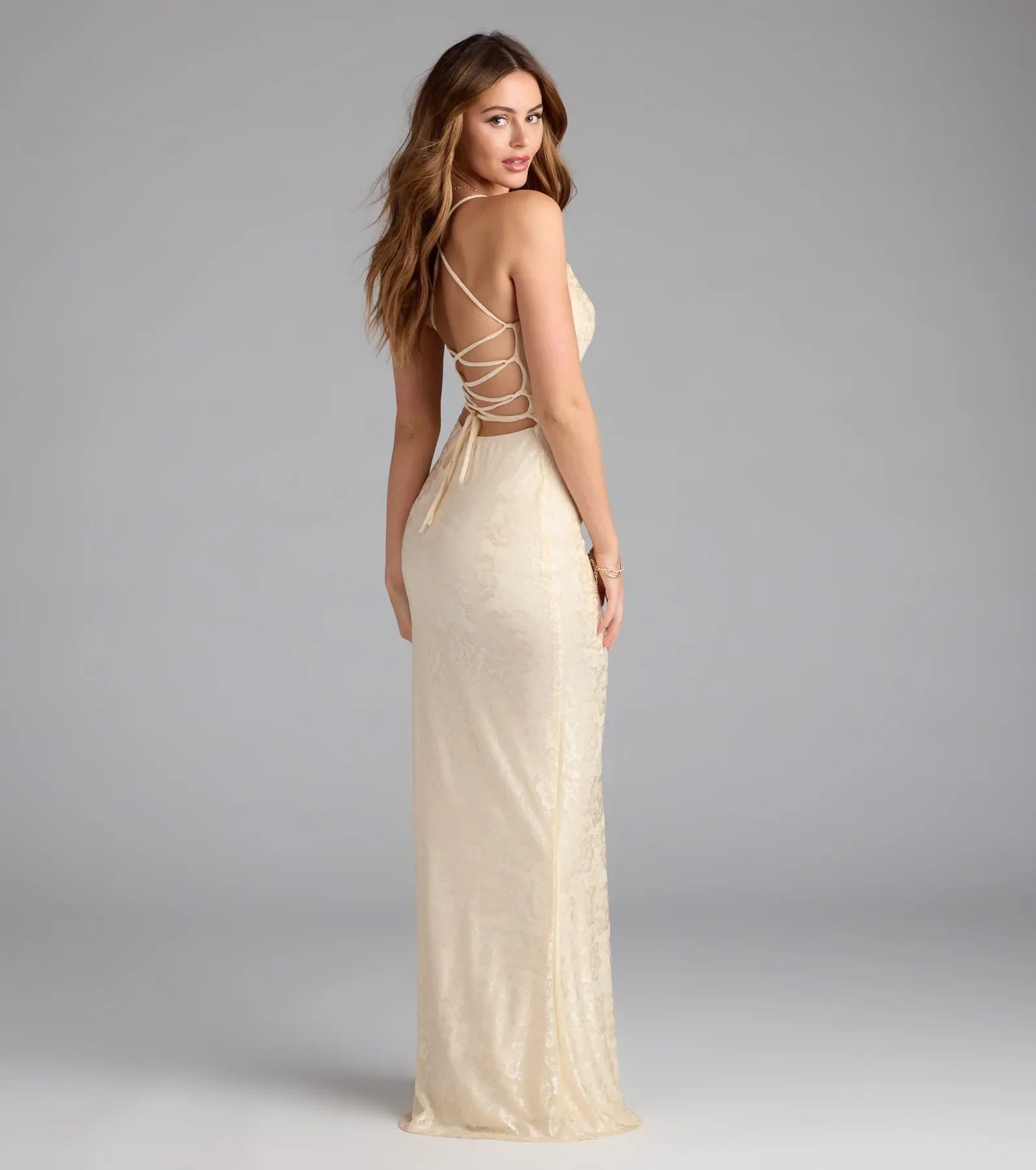 Kehlani Formal Floral Lace Slit Mermaid Dress