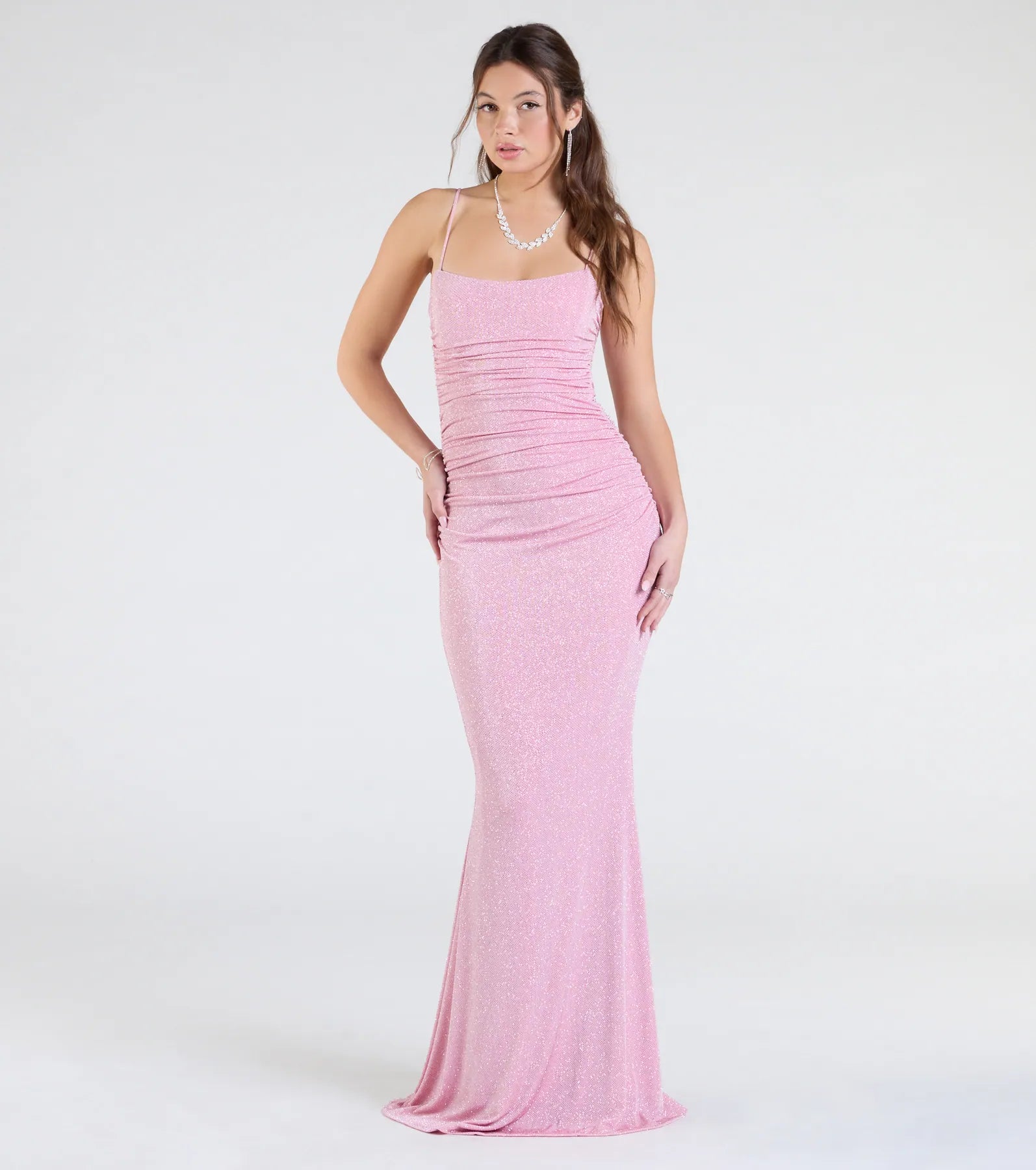 Kylie Lace-Up Mermaid Glitter Formal Dress