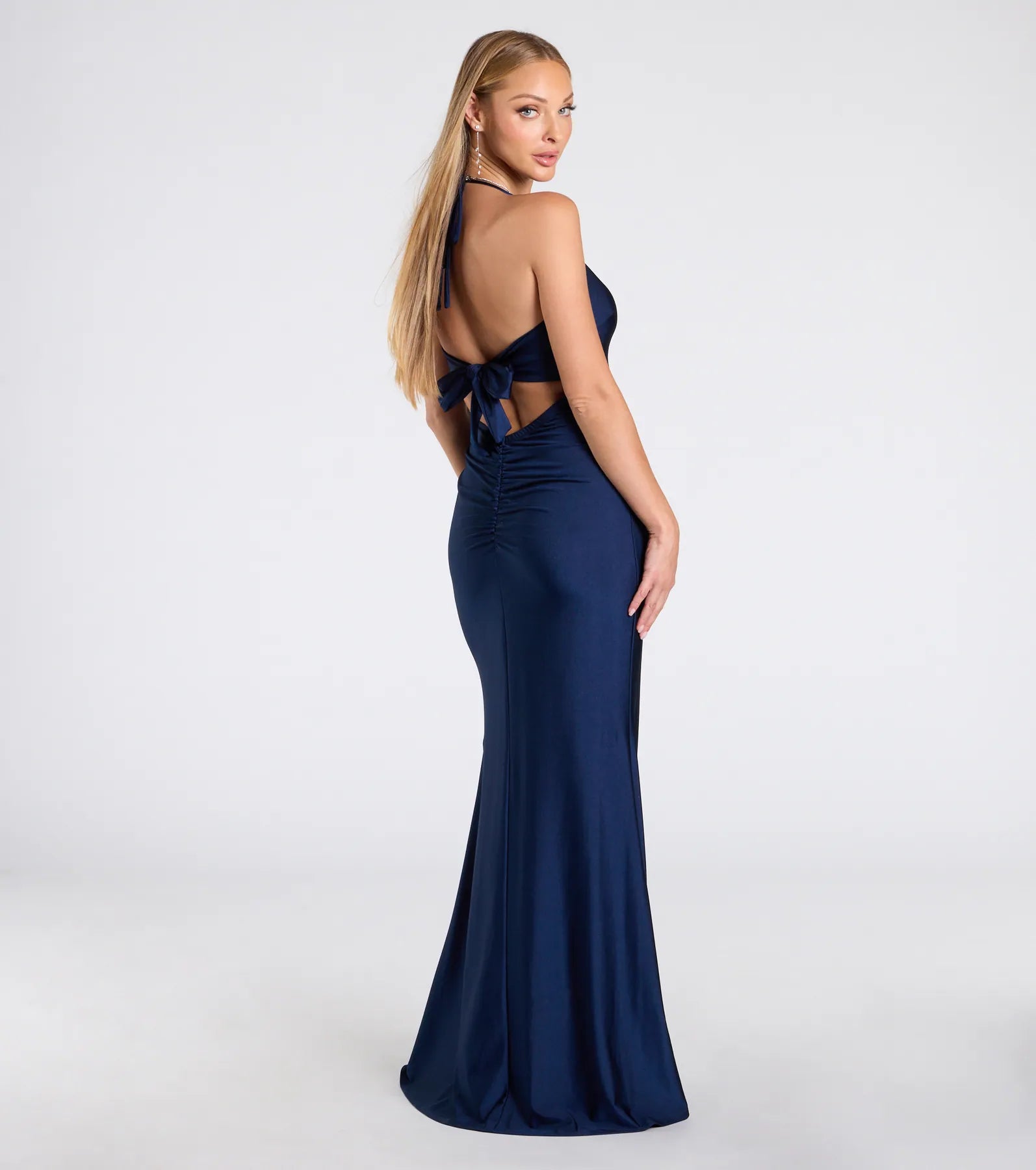 Becky V-Neck Tie-Back Slit Mermaid Dress