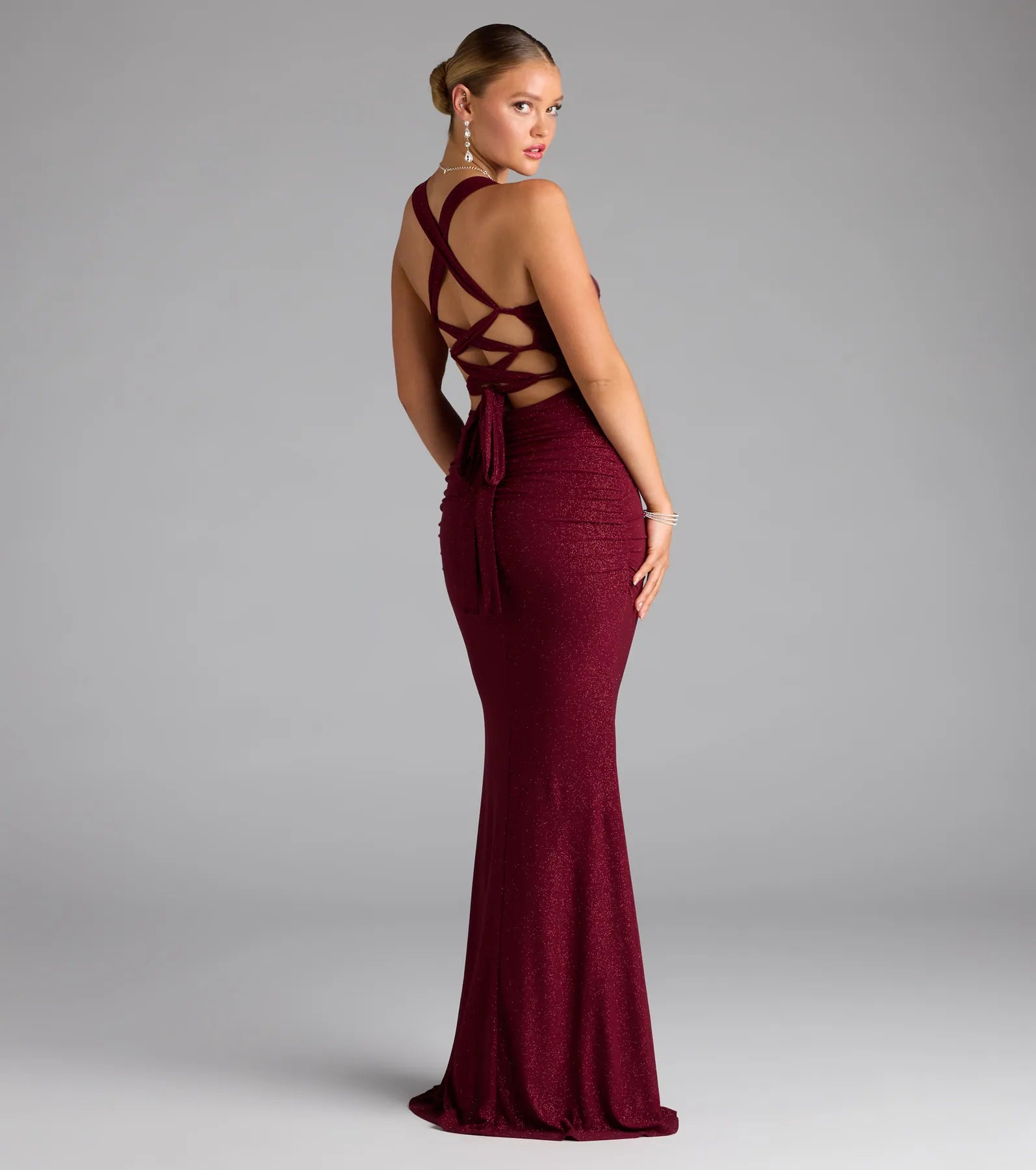 Tatiana Lace-Up Mermaid Glitter Formal Dress