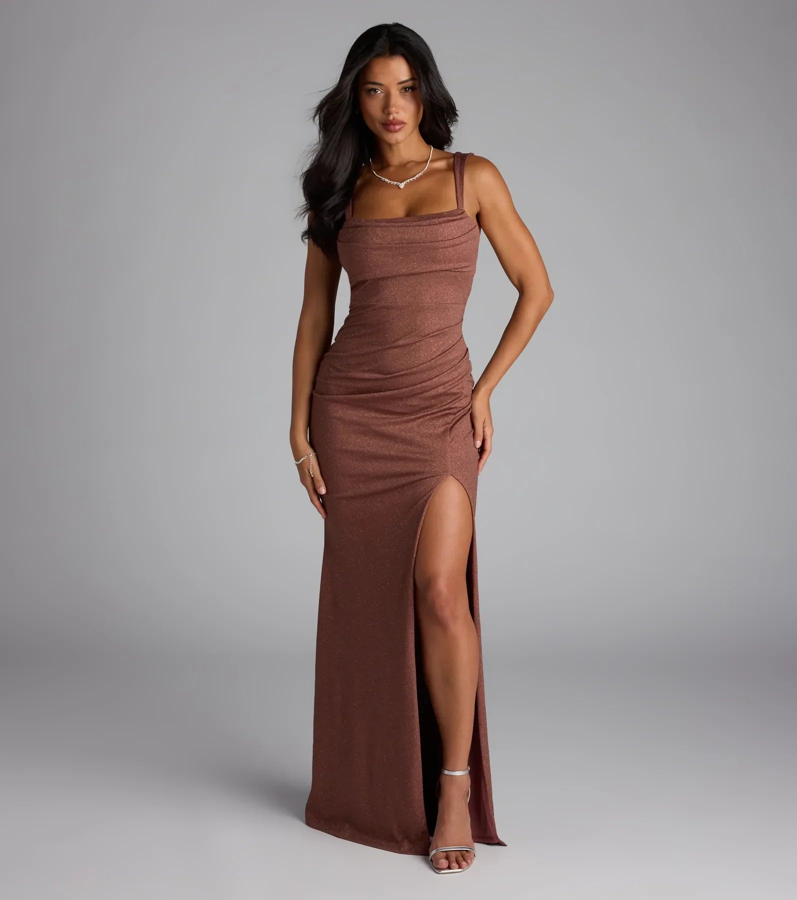 Catherine Open Back Mermaid Glitter Formal Dress