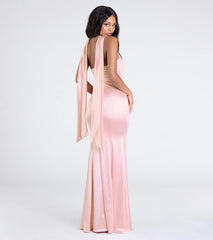 Santana Strapless Scarf Mermaid Satin Formal Dress