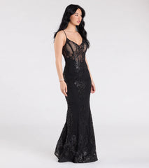 Lindsay Corset Mermaid Sequin Glitter Formal Dress