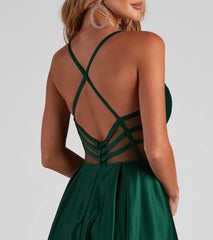 Pia Formal Satin Pleated Ball Gown