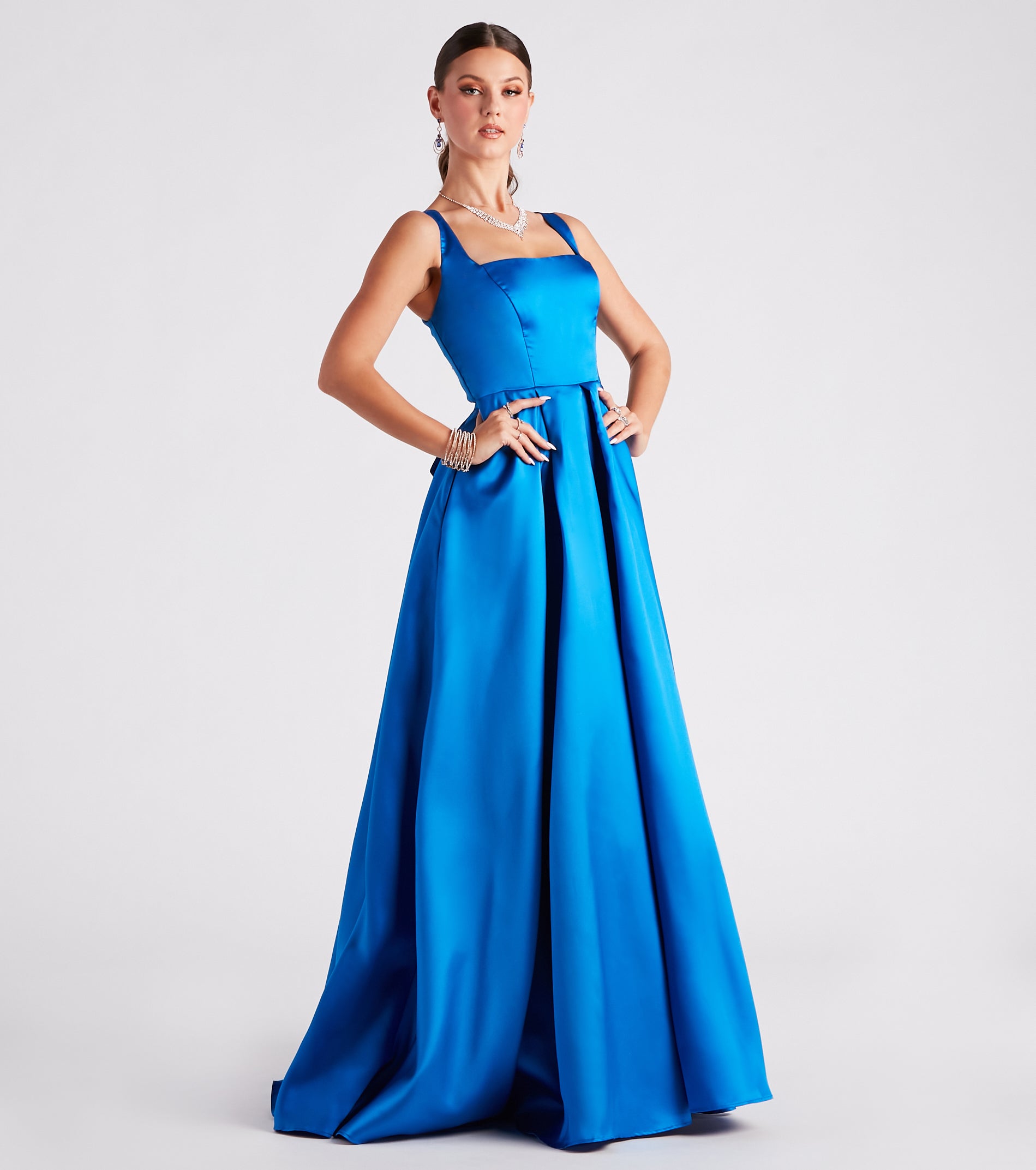 Kristine Satin Lace-Up A-Line Ball Gown