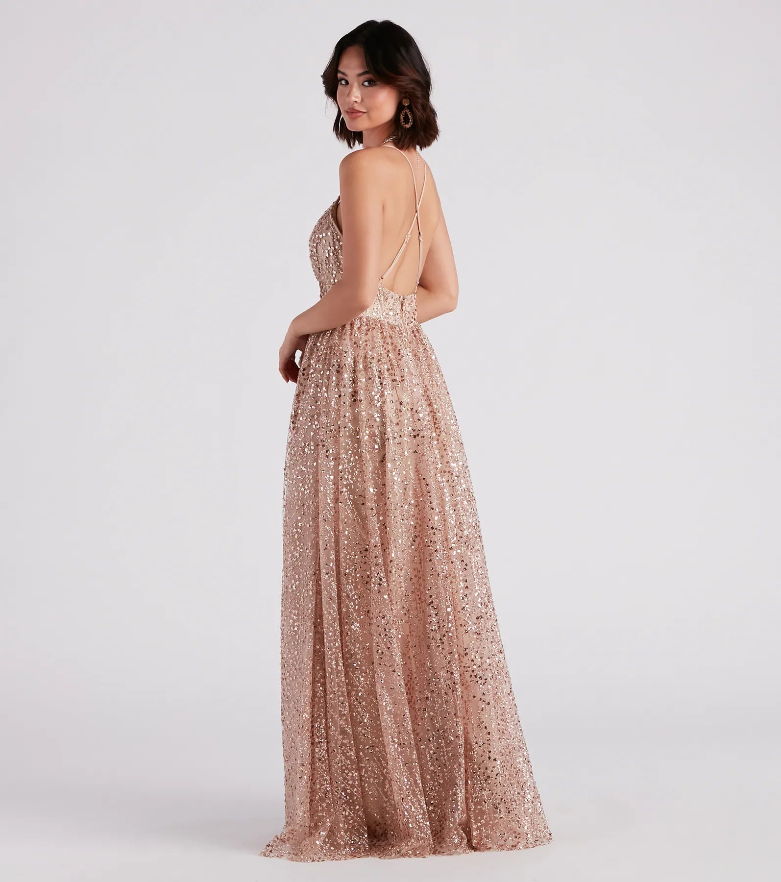 Stacy Glitter Sequin Tulle Ball Gown