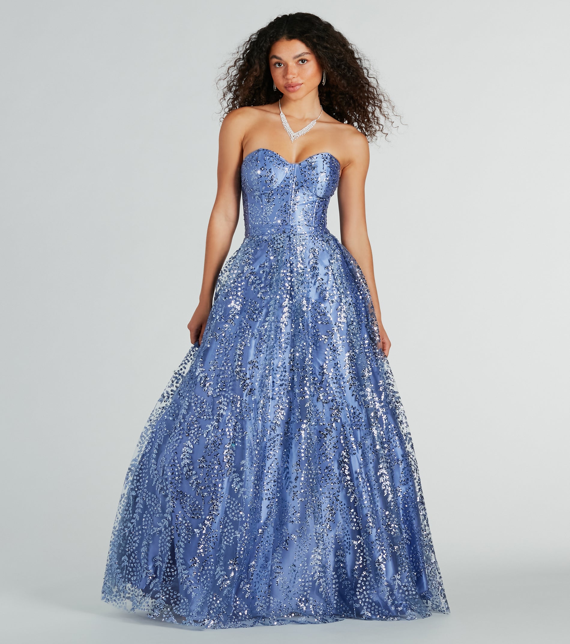 Ivy Glitter Corset Strapless Ball Gown