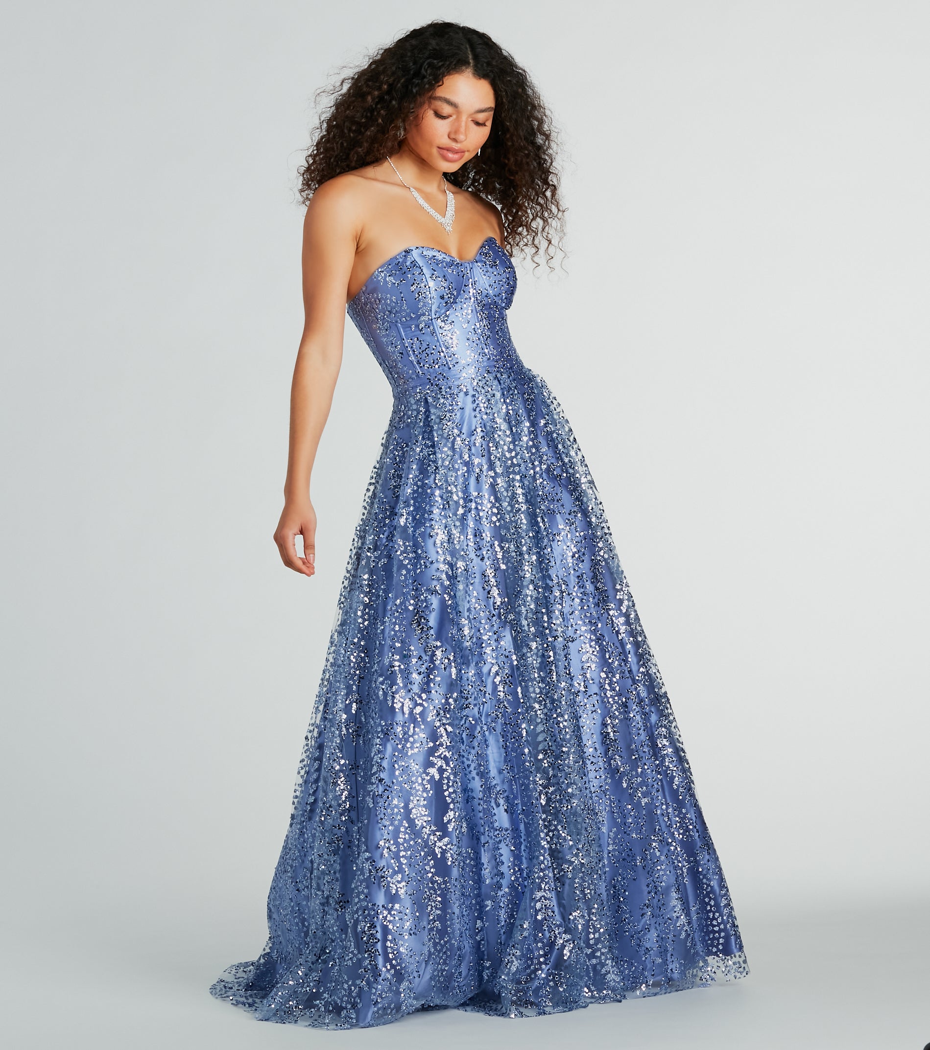 Ivy Glitter Corset Strapless Ball Gown
