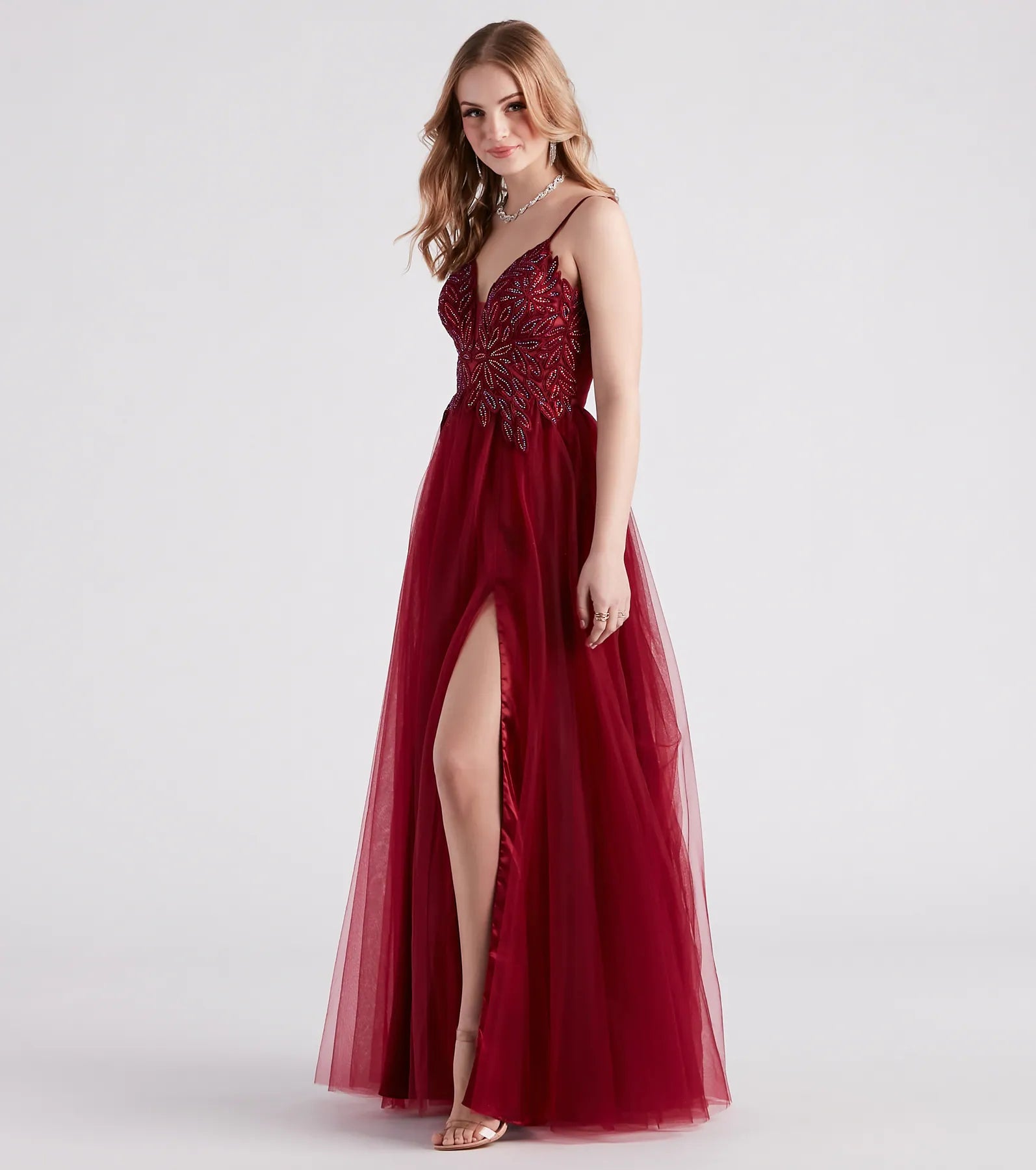 Isabelle Rhinestone Embroidered A-Line Formal Dress