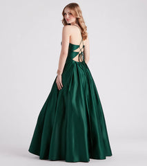 Kloey Satin Lace A-Line Ball Gown