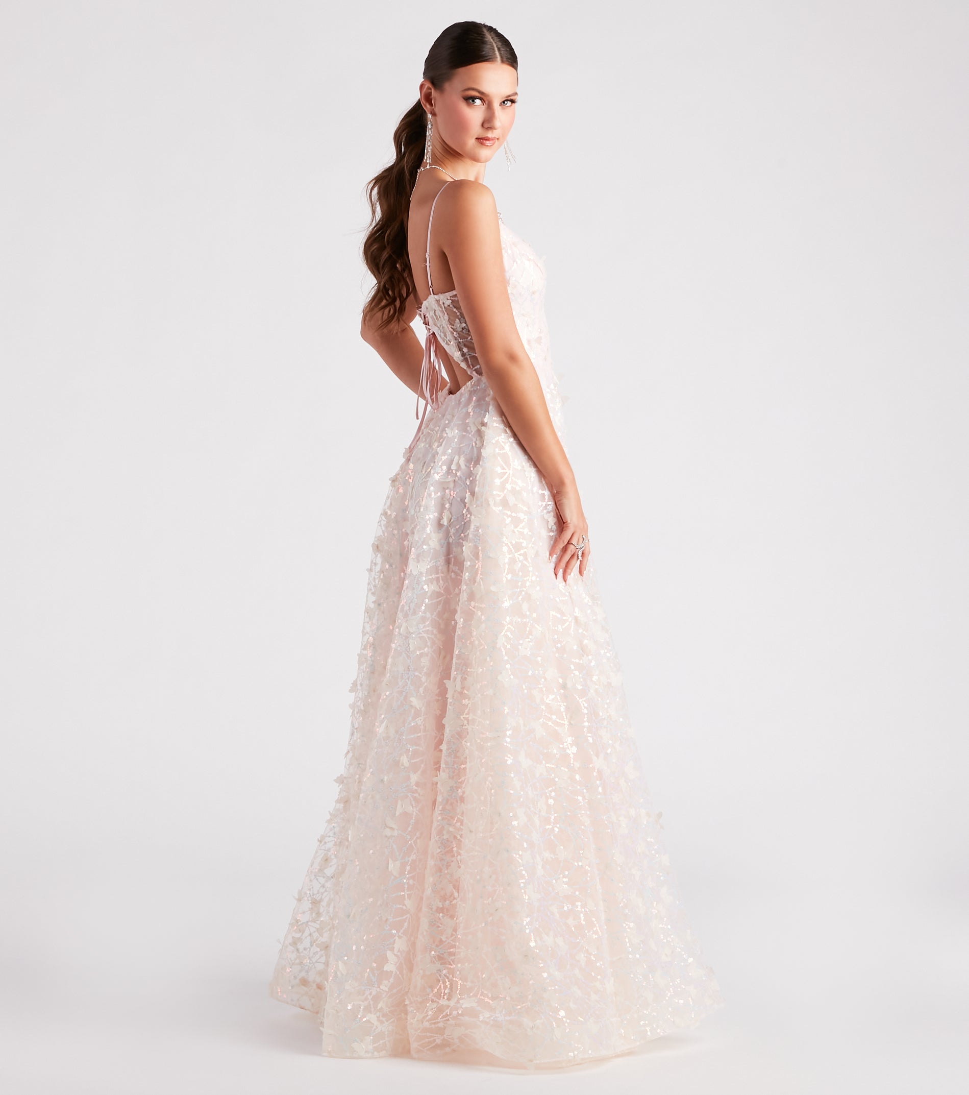 Kallie Butterfly Mesh A-Line Ball Gown