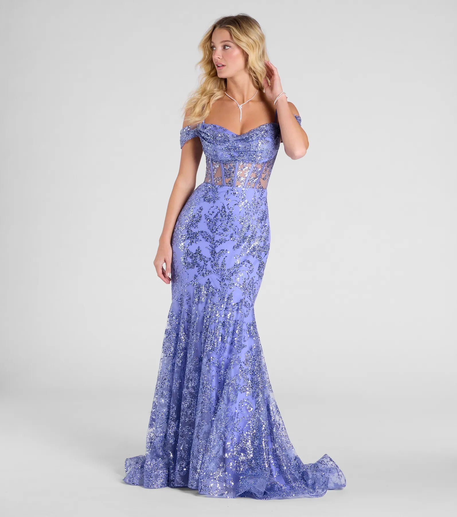 Marie Cold Shoulder Corset Lace-Up Mermaid Gown