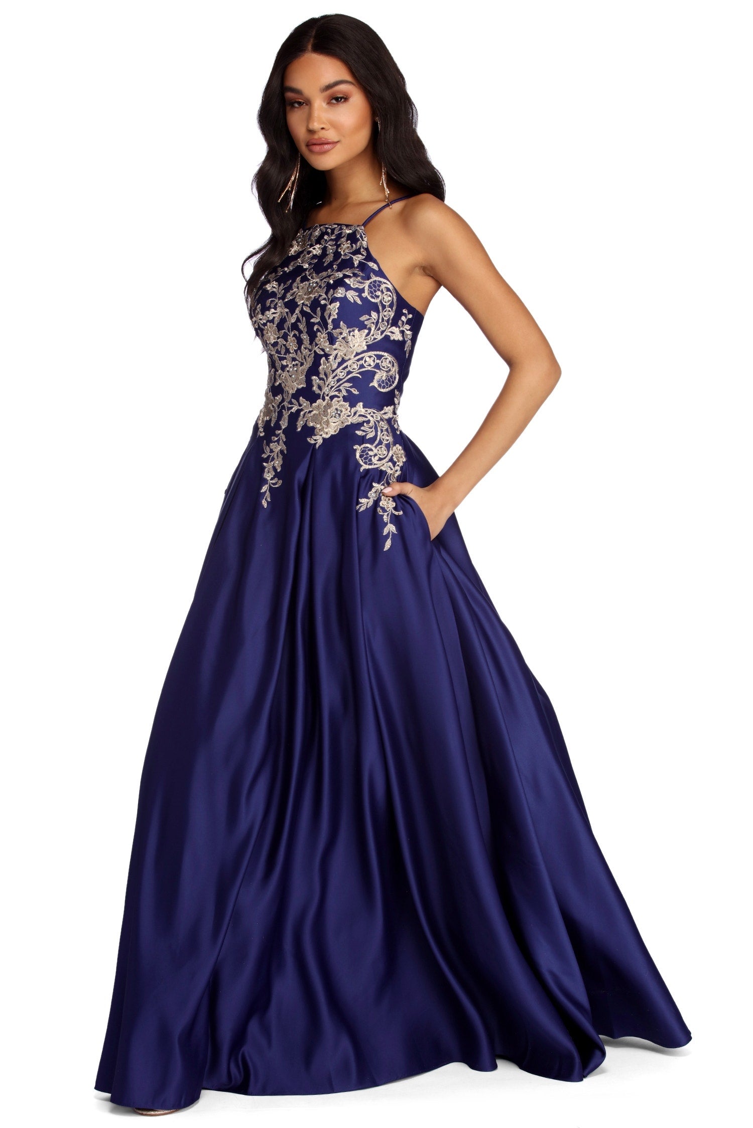 Ryleigh Floral Satin Ball Gown