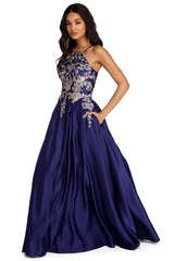 Ryleigh Floral Satin Ball Gown