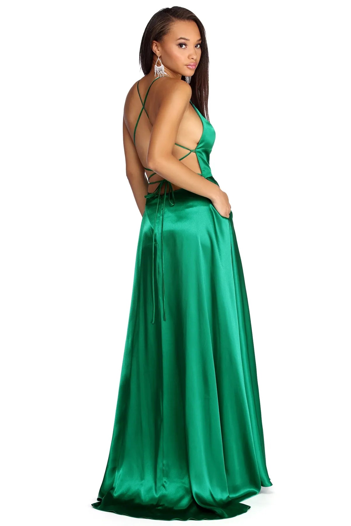 Aurelia Formal Satin Lattice Dress