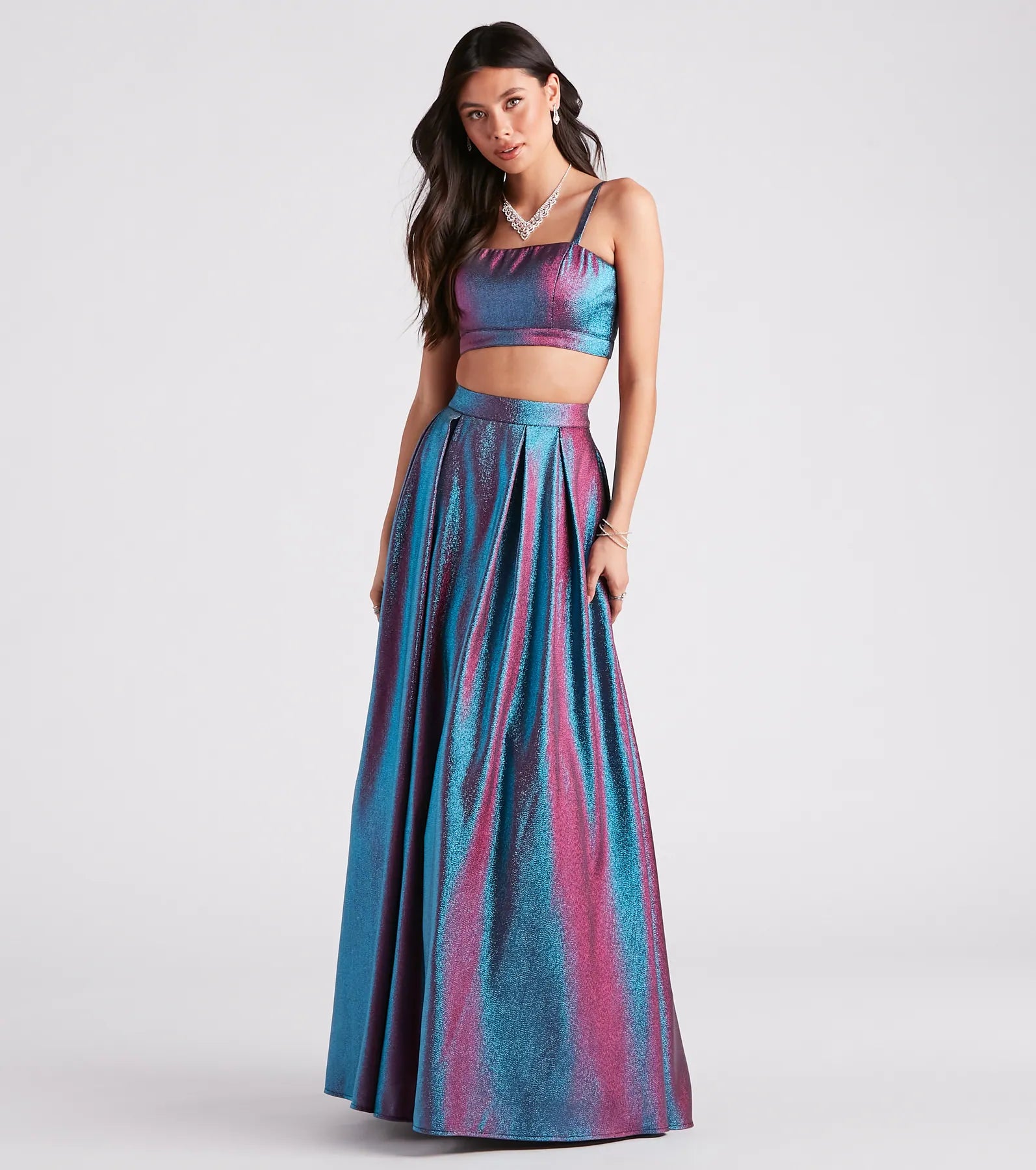 Bonnie Formal Metallic Two-Piece A-Line Dress