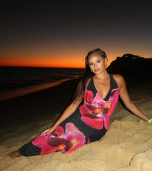 Alluring Vibe Floral Mesh Bodycon Maxi Dress