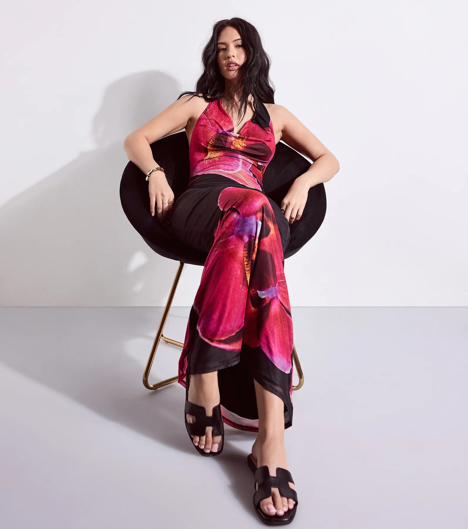 Alluring Vibe Floral Mesh Bodycon Maxi Dress