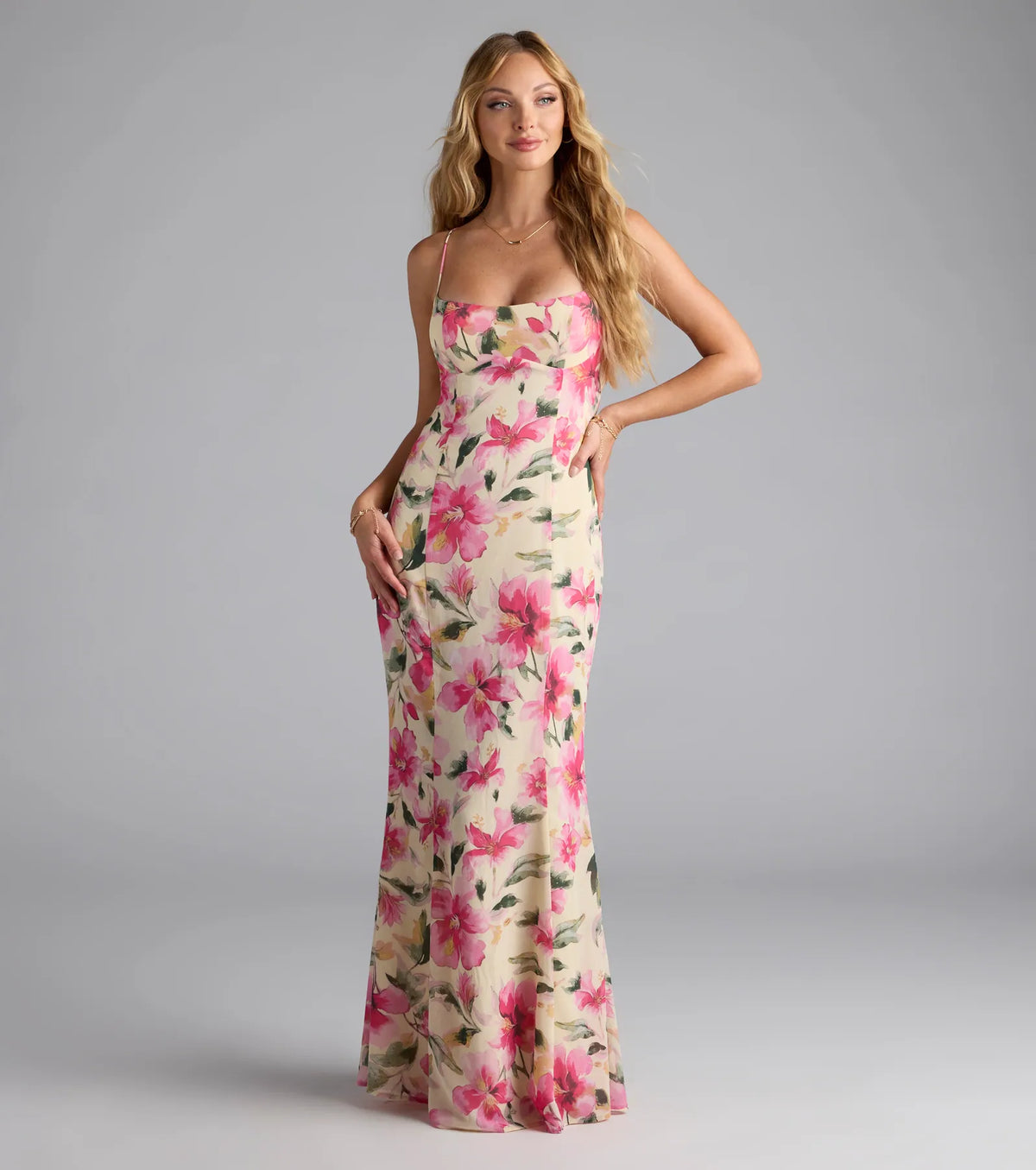 Vacay Beauty Strappy Back Floral Maxi Dress