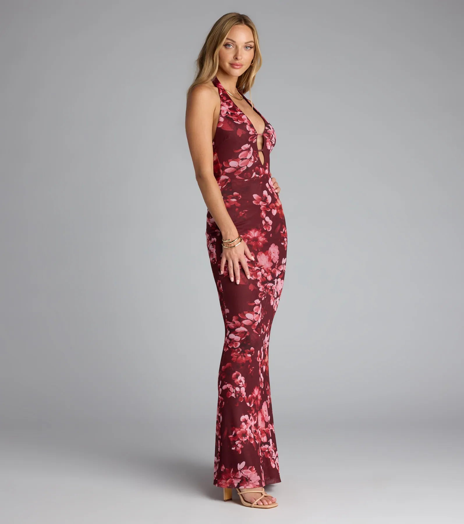 Own the Bloom Floral Strappy Halter Maxi